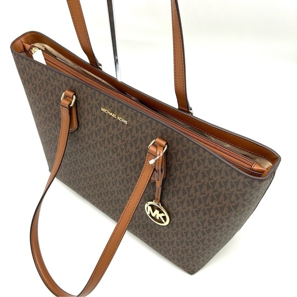Michael Kors Bag Large Sheila Mf Tote Bag & Large Double Zip Wallet Brown/Gold - Picture 7 of 14